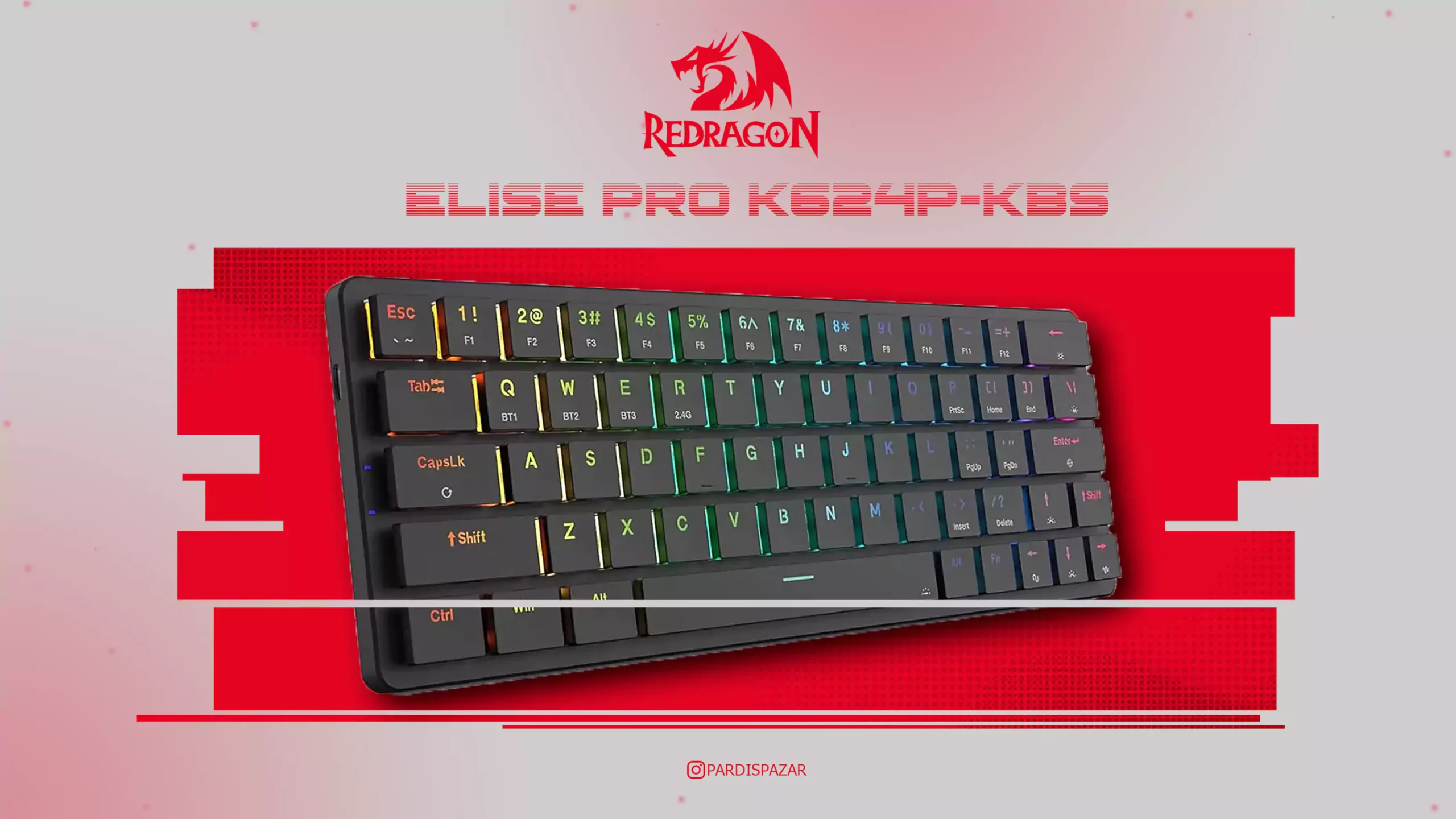 کیبورد گیمینگ مکانیکی ردراگون مدل Redragon Elise Pro K624P-KBS