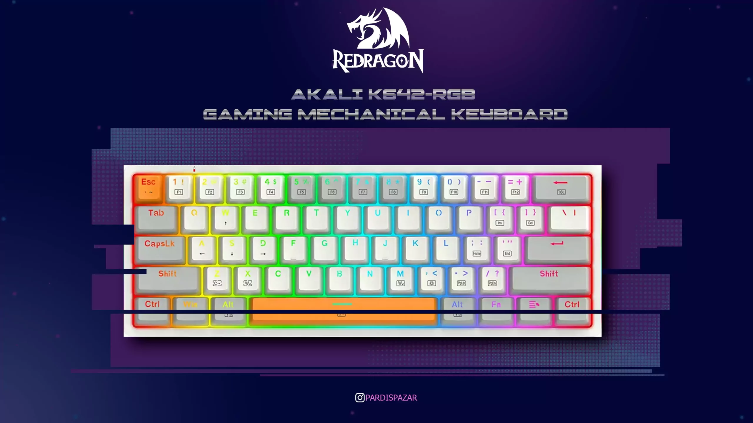 کیبورد گیمینگ مکانیکی ردراگون مدل Redragon Akali K642 WGO